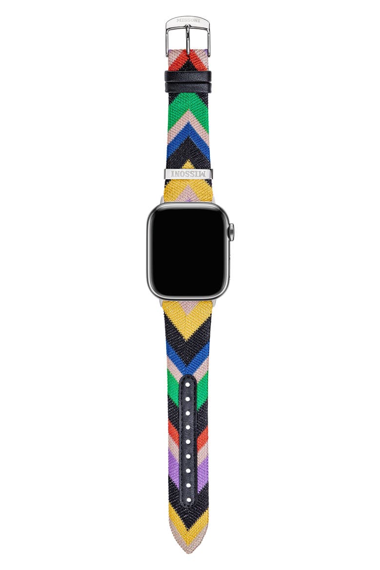 Zigzag Leather 24mm Apple Watch® Watchband, Alternate, color, MULTI