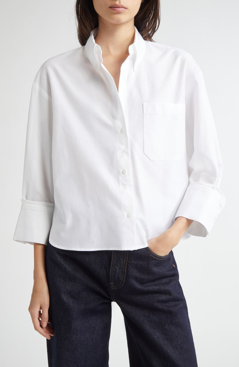 TWP J.D. Crop Button-Up Shirt, Main, color, White