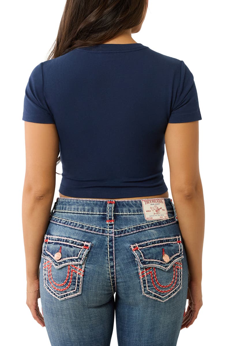 True Religion Rhinestone Logo Baby Tee, Alternate, color, Dress Blue