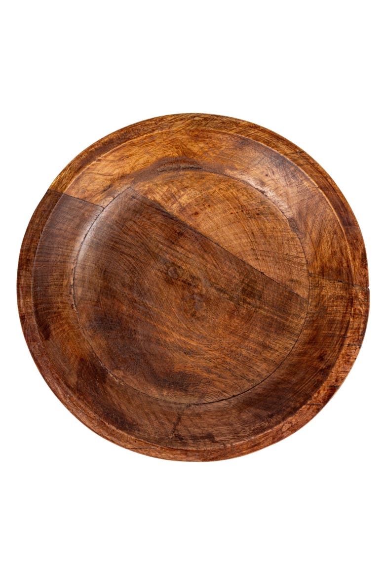 Mango Wood Footed Bowl, Walnut Finish, Alternate, color, Brown