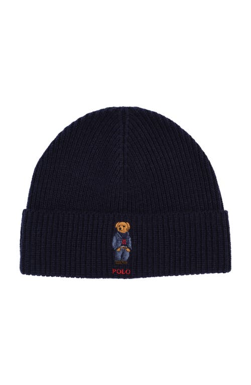Polo Ralph Lauren Solid Denim Bear Beanie In Blue