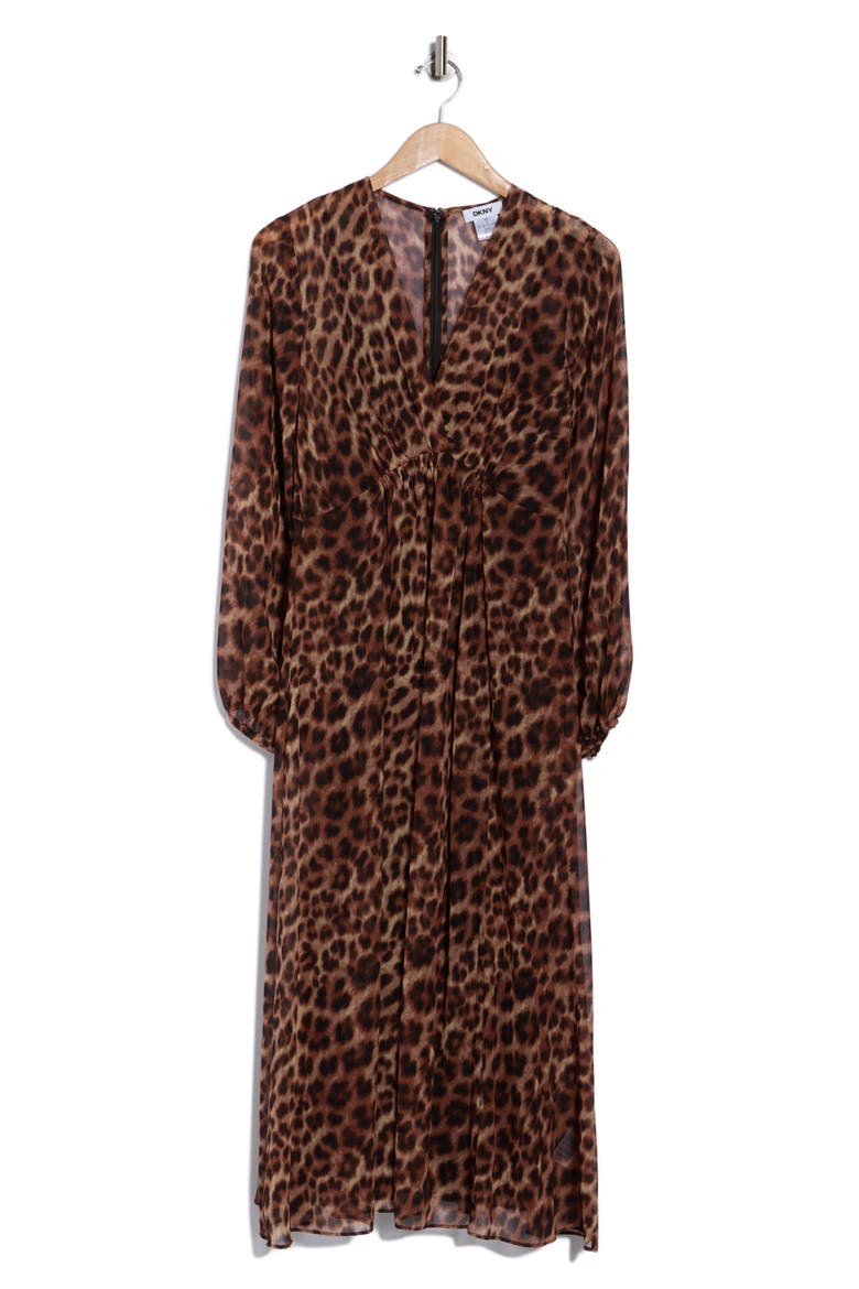 Long Sleeve Empire Waist Maxi Dress, Alternate, color, TRAVERTINE MULTI