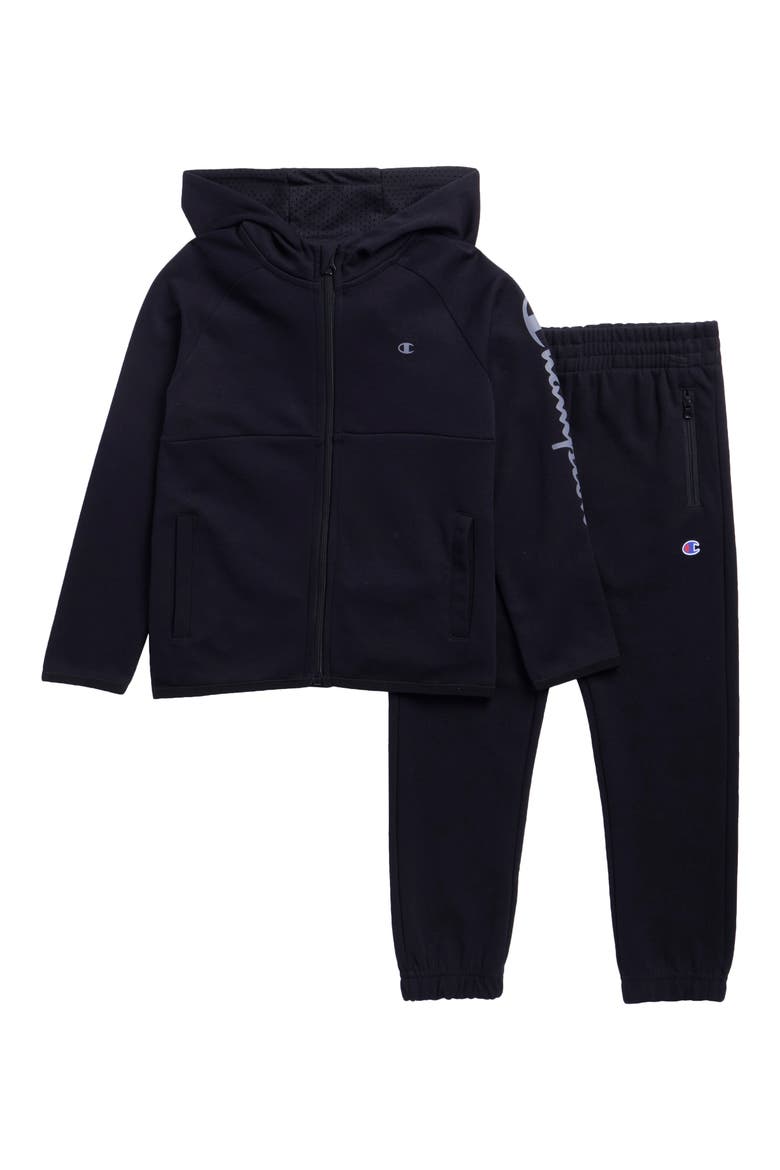 Kids' Zip Hoodie & Joggers Set, Main, color, BLACK ONYX