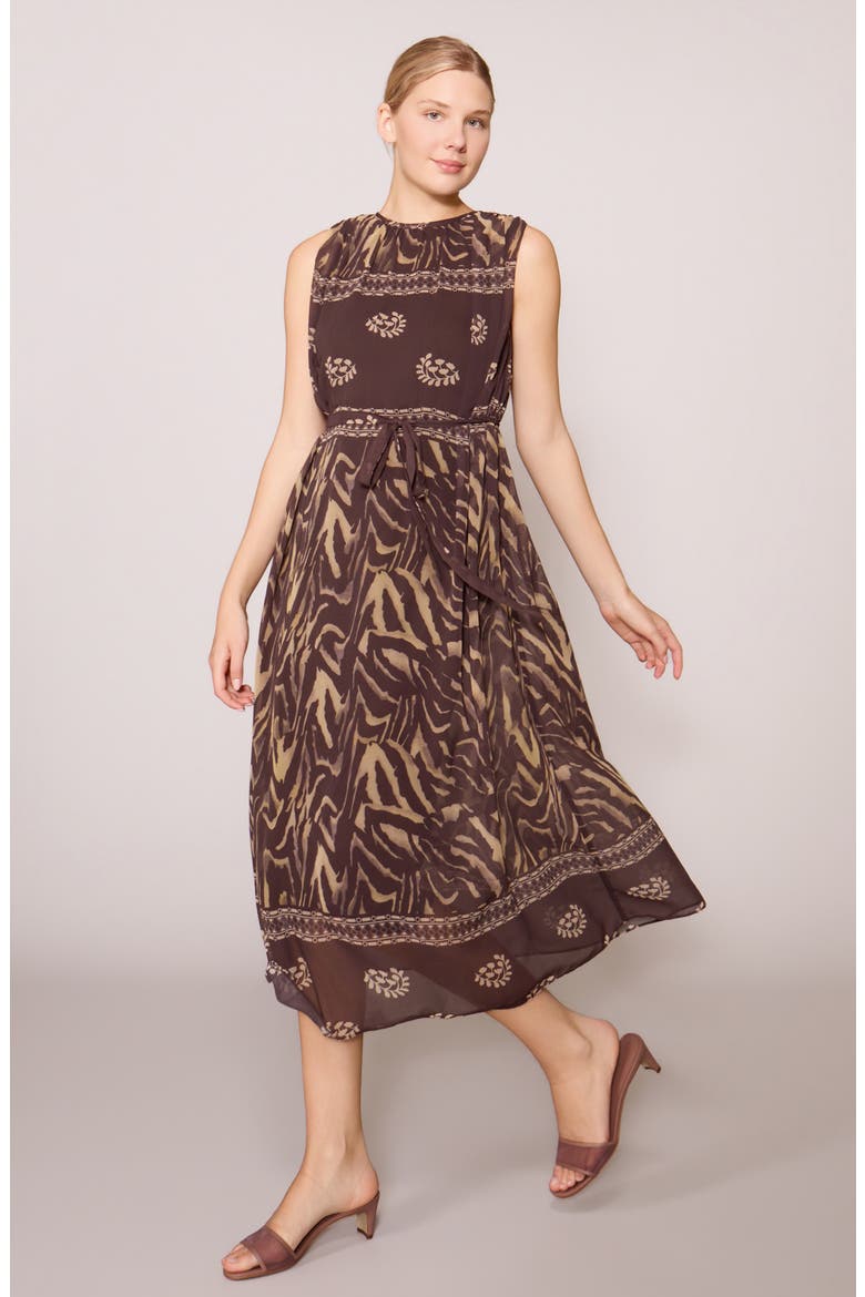 Mixed Print Sleeveless Woven Dress, Alternate, color, FADED BLACK TAUPE MULTI