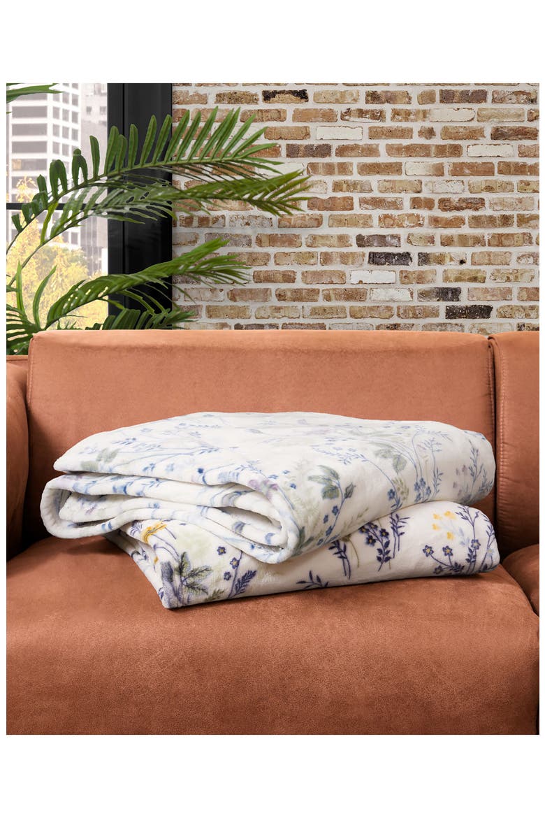 Wildflower Faux Shearling Throw Blanket, Alternate, color, YELLOW FLORAL