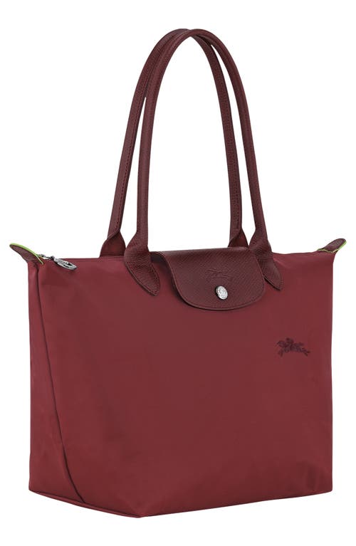 Longchamp Medium Le Pliage Green Recycled Canvas Shoulder Tote Bag In Red