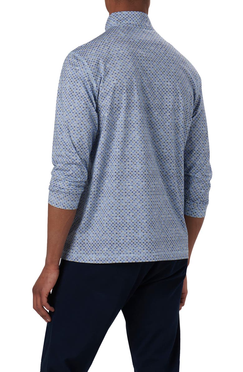 Bugatchi OoohCotton<sup>®</sup> Print Quarter Zip Pullover, Alternate, color, Air Blue