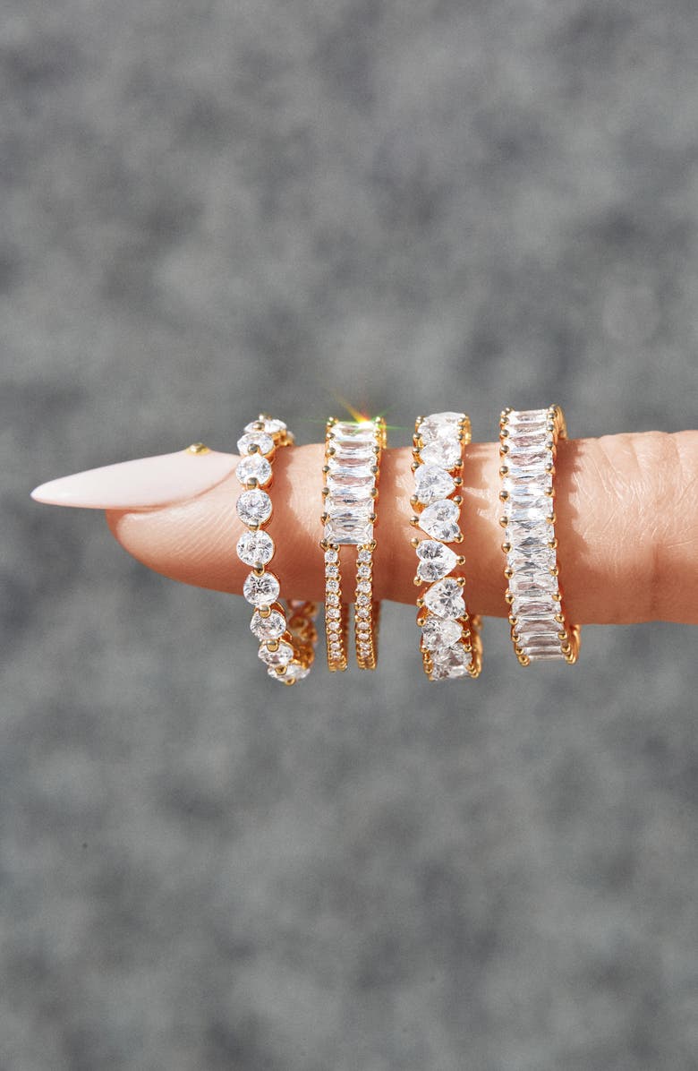 BaubleBar Mini Alidia Baguette Ring, Alternate, color, Clear