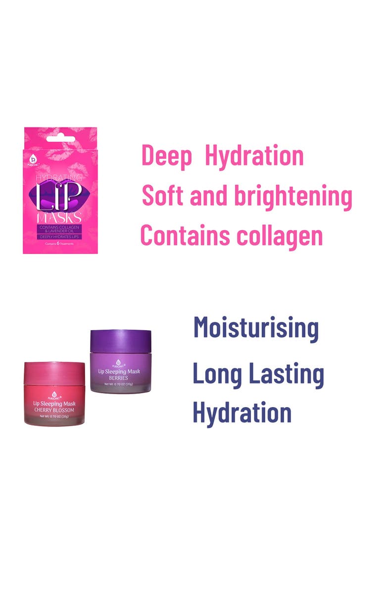 PURSONIC Lip Care Luxe Duo Hydrating Lip Masks (Pack of 6) & Lip Sleeping Mask 2 Pack, Alternate, color, Pink