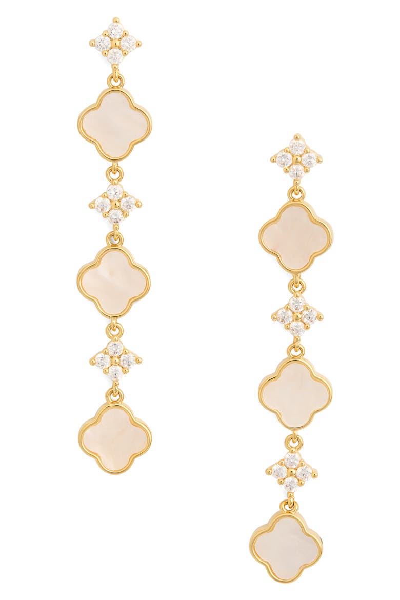 Daniela Clover Linear Drop Earrings, Main, color, GOLD