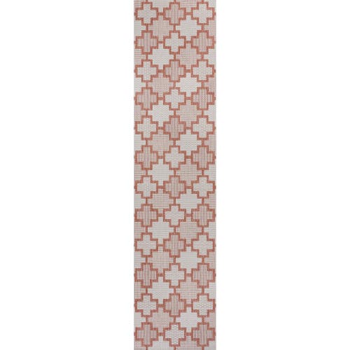 Jonathan Y Cyrus Modern Geometric Tile Pattern Indoor/outdoor Area Rug In Salmon/cream
