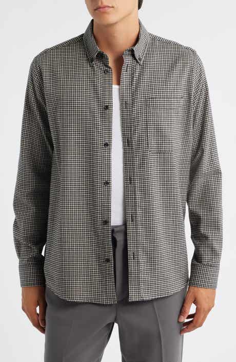 Les Deux Konrad Microcheck Flannel Button-Down Shirt