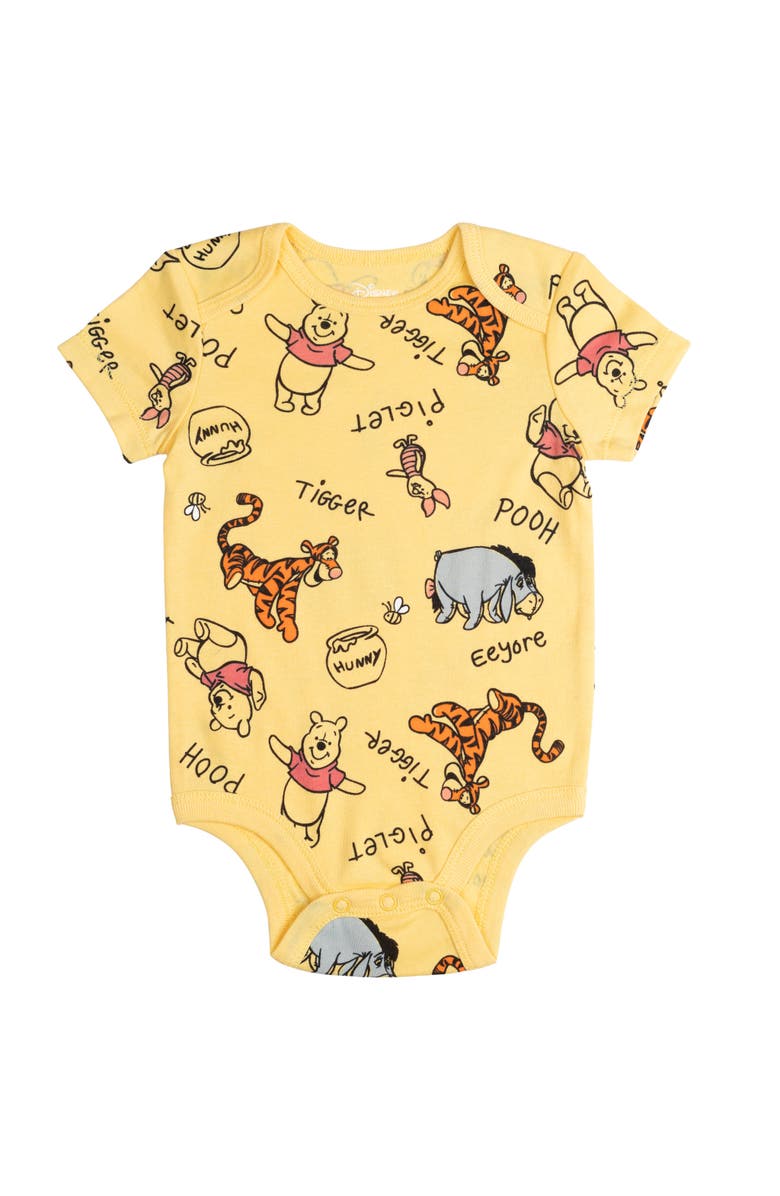Disney Winnie the Pooh 5-Pack One Piece Bodysuits, Alternate, color, Red Grey Yellow Orange