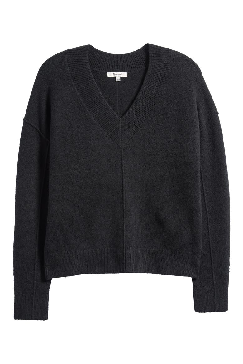 Calina Deep V-Neck Sweater, Alternate, color, TRUE BLACK