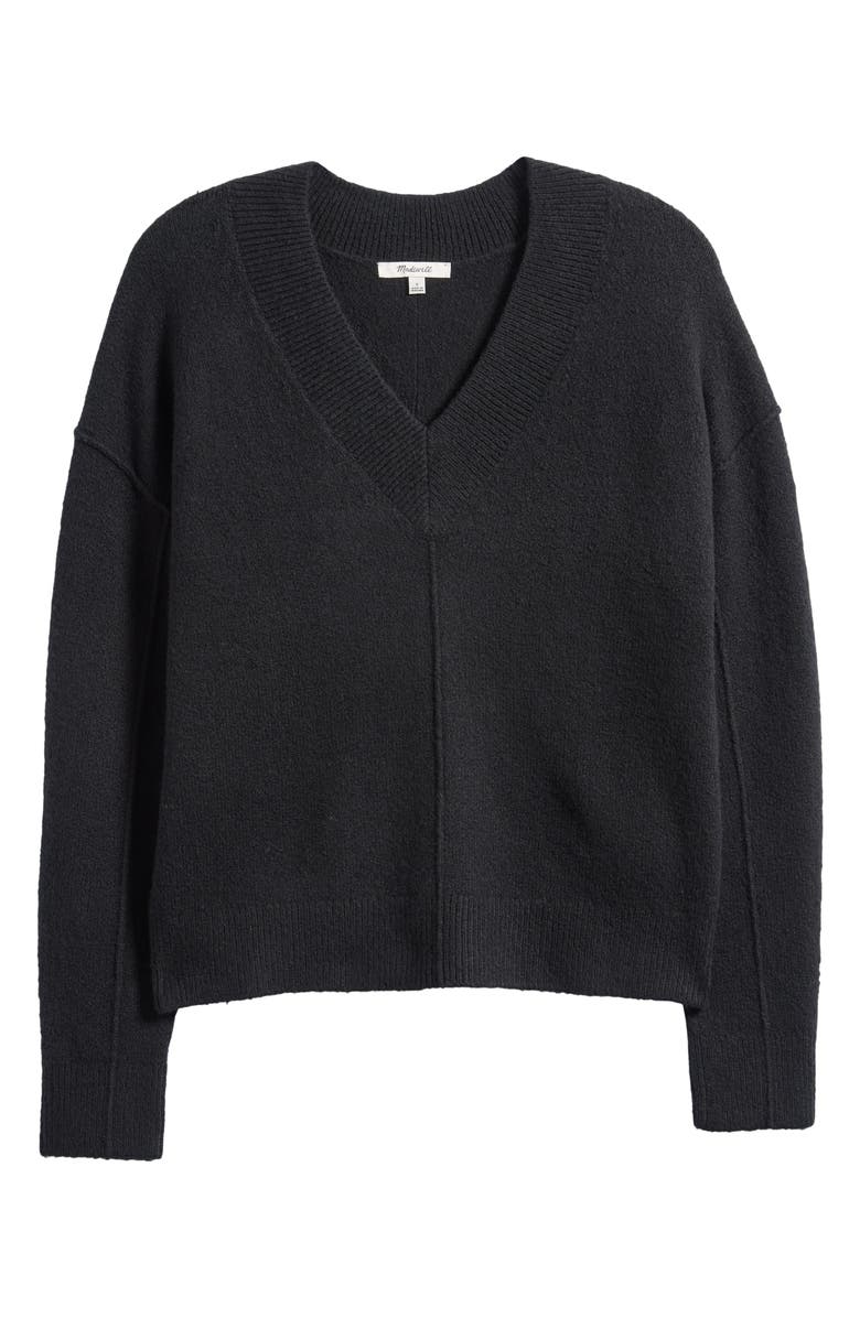 Madewell Calina Deep V-Neck Sweater, Alternate, color, True Black
