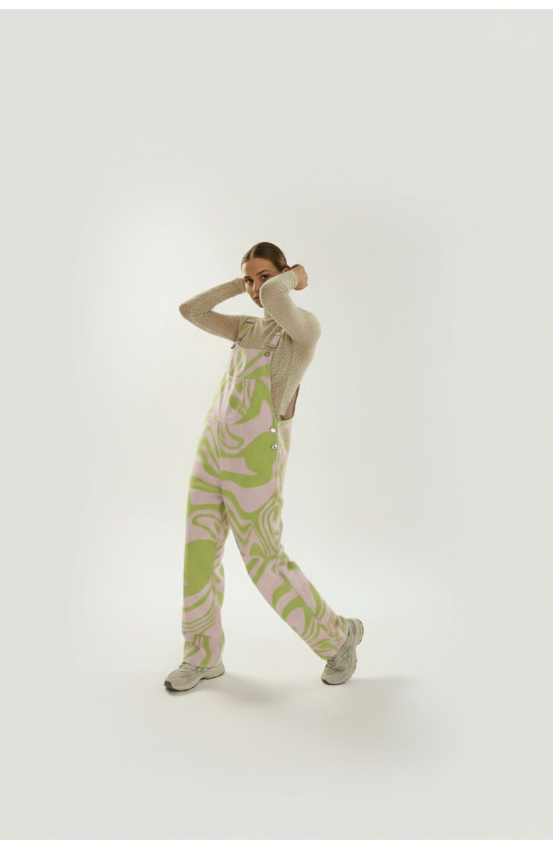 San Malo Doodle Linen Overall, Alternate, color, Green