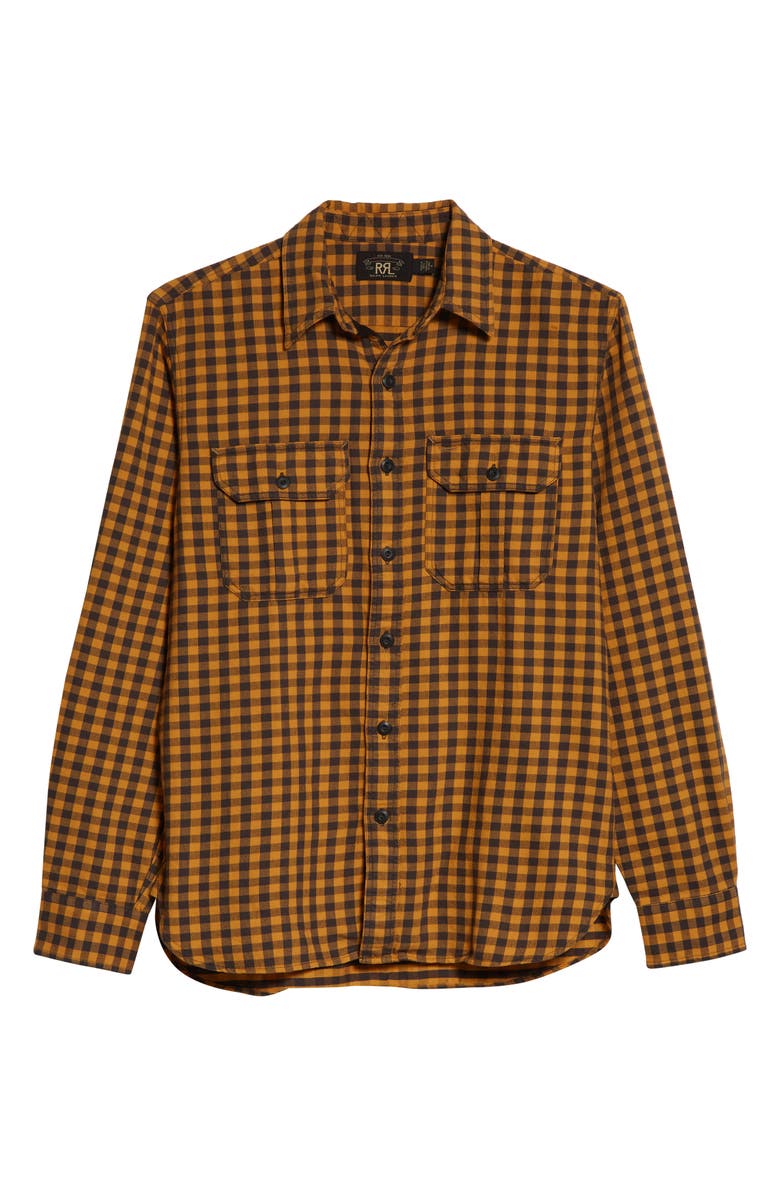 Double RL Bonneville Check Cotton Twill Button-Up Work Shirt, Alternate, color, 