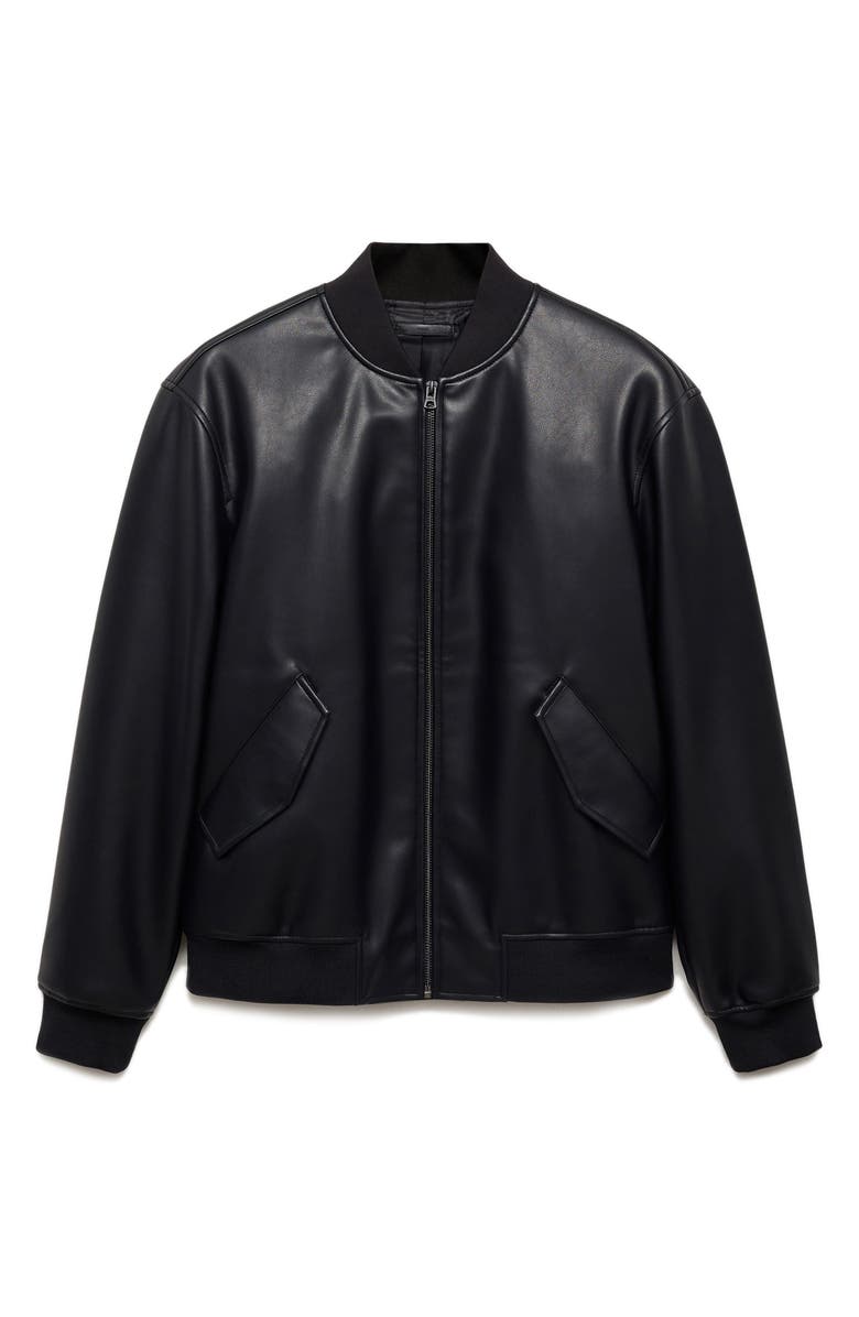 MANGO Faux Leather Bomber Jacket, Alternate, color, 