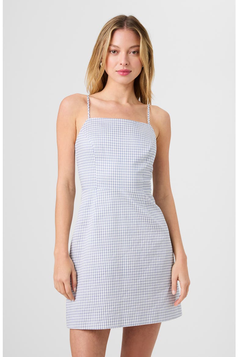Plaid Sheath Minidress, Alternate, color, SUMMER WHITE-INDIGO
