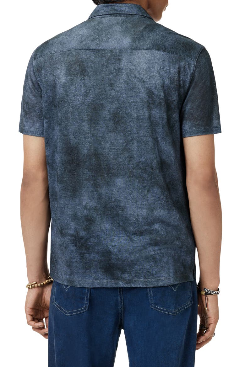 Agosta Burnout Effect Linen Camp Shirt, Alternate, color, STEEL BLUE