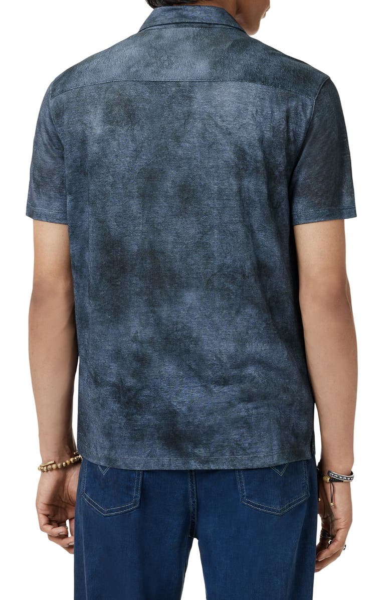 John Varvatos Agosta Burnout Effect Linen Camp Shirt, Alternate, color, Steel Blue