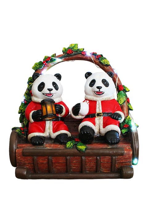 Nostalgic Panda Duo Festive Lighted Figurine