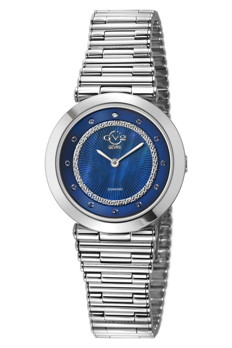 Burano Diamond Swiss Bracelet Watch, 34mm - 0.005 ctw, Main, color, SILVER