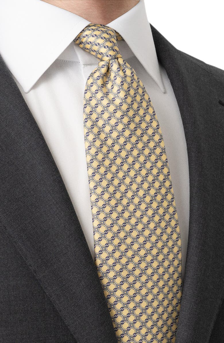 Eton Interlock Print Silk Tie, Alternate, color, Light Yellow