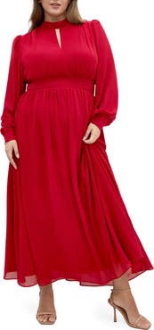 City Chic Alexandra Long Sleeve Open Back Maxi Dress