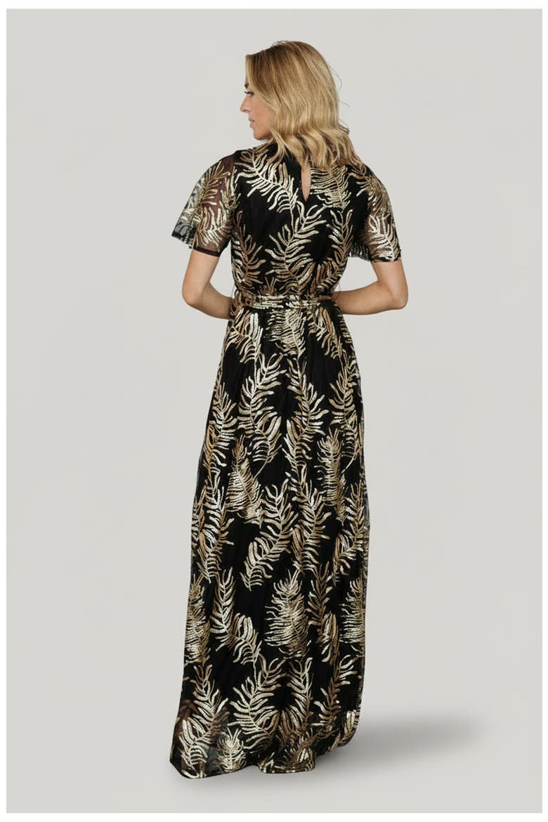 Muse Sequin Maxi Dress, Alternate, color, Black + Gold