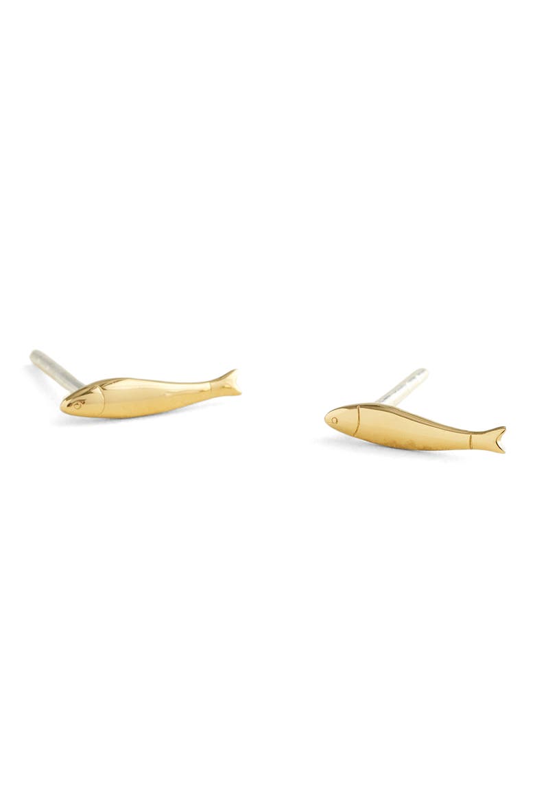 Demi-Fine Fish Stud Earrings, Main, color, 14K GOLD
