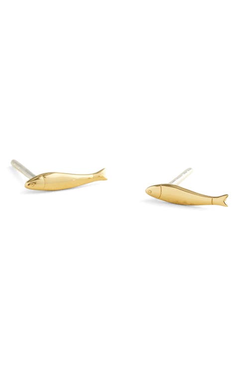 Demi-Fine Fish Stud Earrings