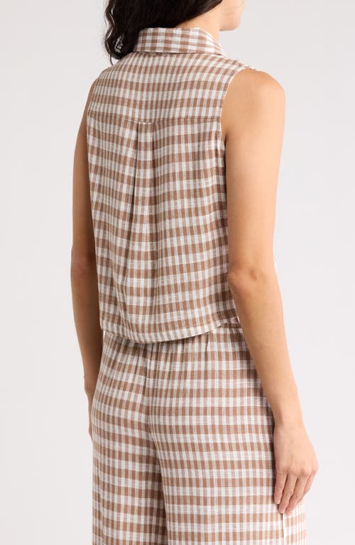 Love By Design Fiji Sleeveless Button-up Shirt In Florentine Taupe