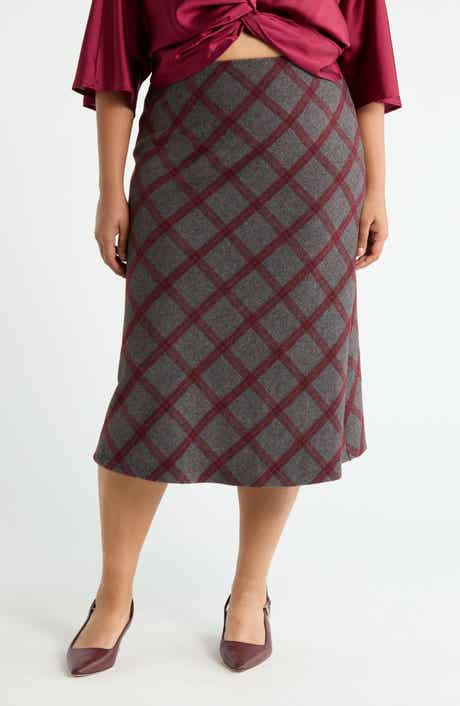 Renee C Plaid Knit A-Line Skirt
