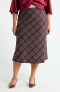 Renee C Plaid Knit A-Line Skirt