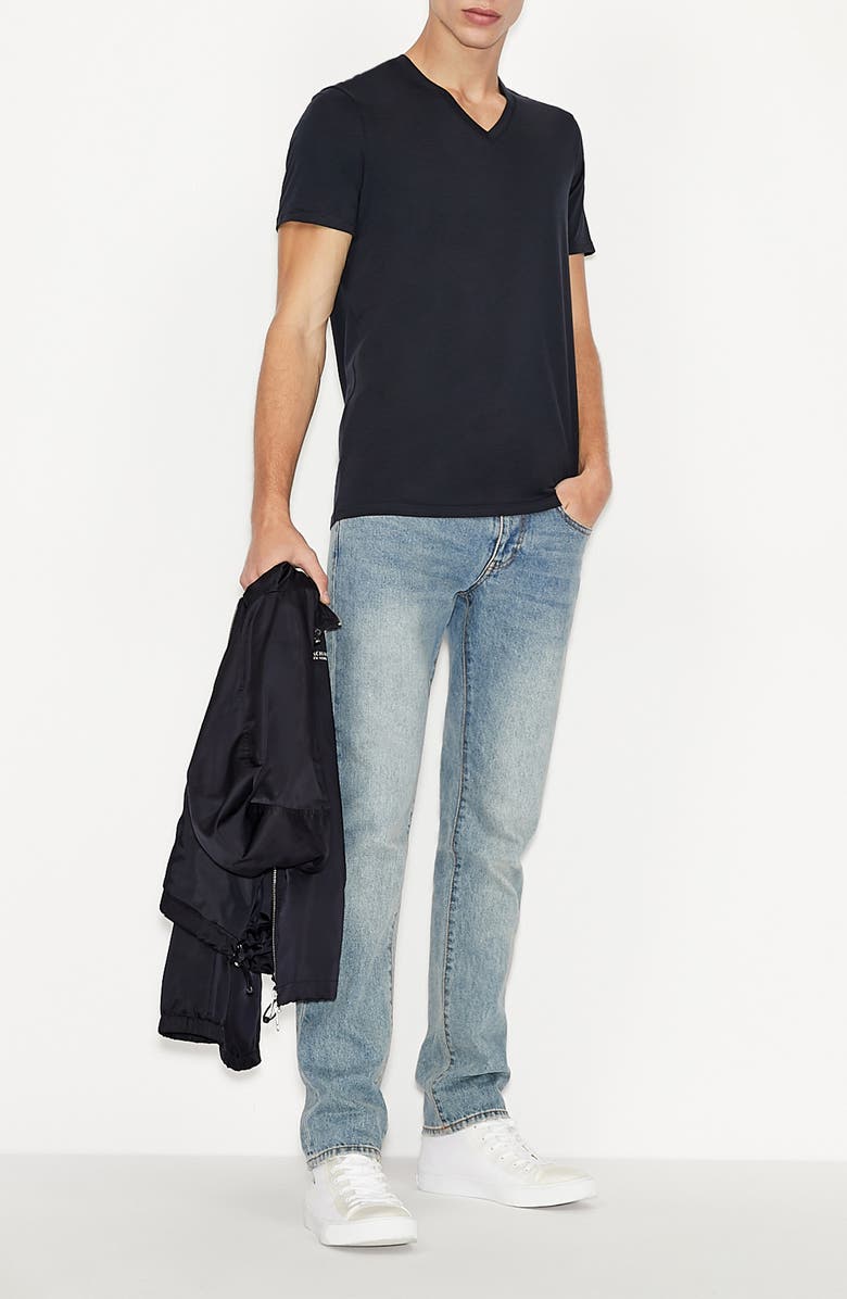 Armani Exchange Navy V-Neck T-Shirt, Alternate, color,