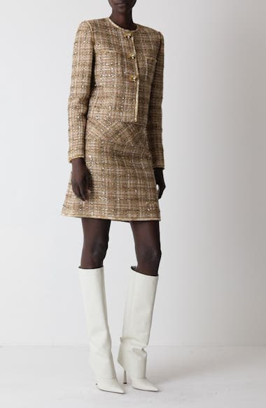 ST. JOHN Multiyarn Metallic Tweed Crop Jacket | Nordstrom