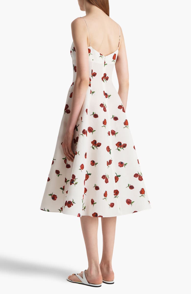 Khaite Isabella Raspberry Print Silk & Cotton Organza Dress, Alternate, color, Raspberry/ Cream