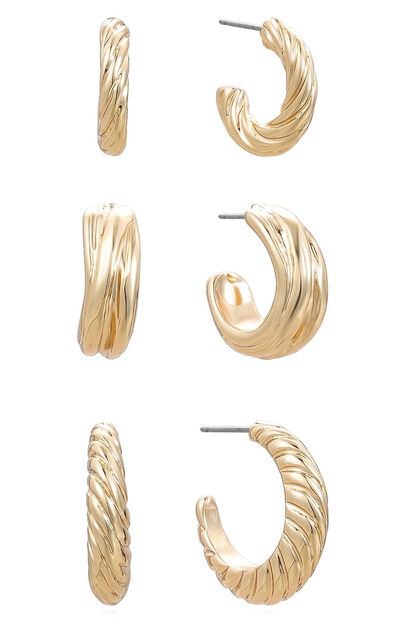 Ettika Ribbed Hoop Earrings Set