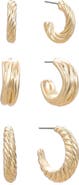 Ettika Ribbed Hoop Earrings Set