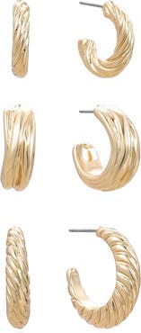 Ettika Ribbed Hoop Earrings Set