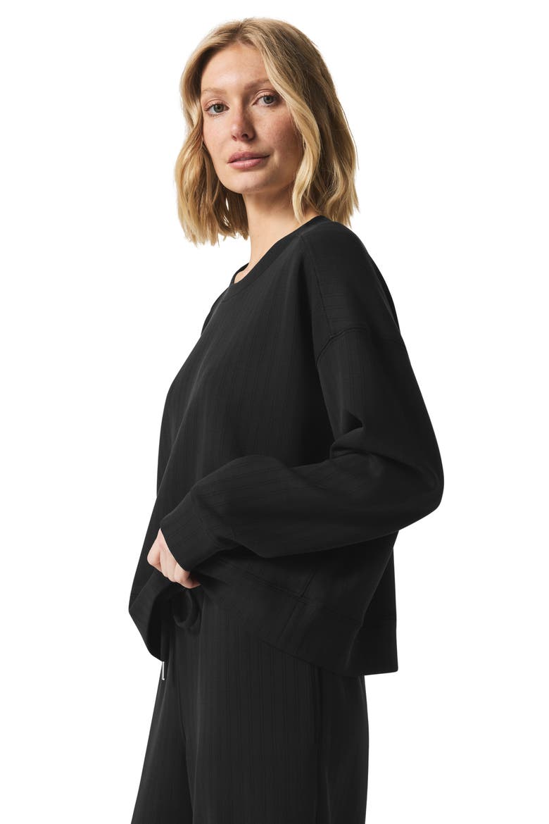 x @cellajaneblog Oversize Scuba Knit Sweatshirt, Alternate, color, BLACK