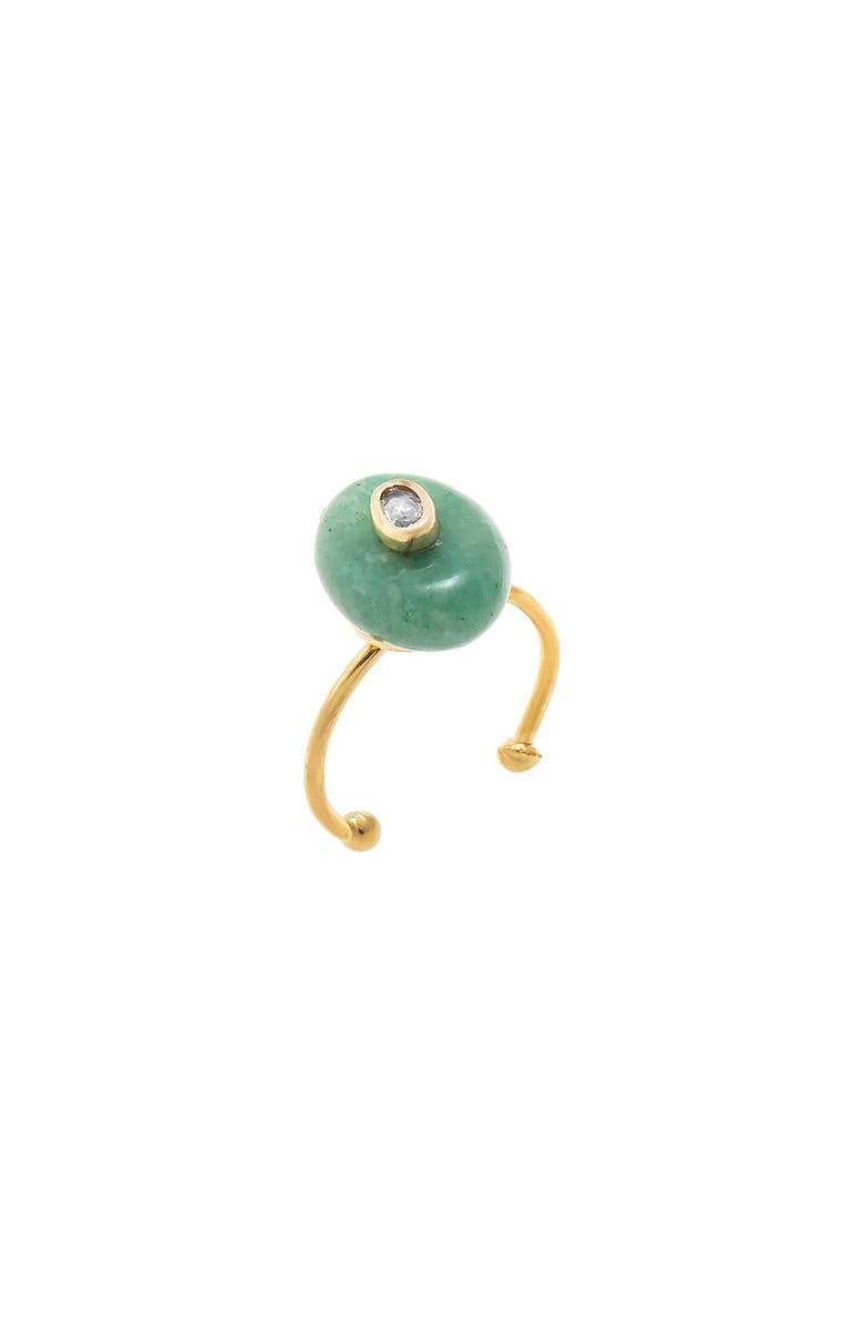 BY ADINA EDEN CZ Oval Bezeled Accent Bead Ring, Main, color, Jade Green