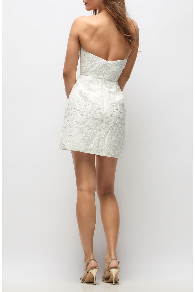 Santal Beaded Strapless Cocktail Minidress, Alternate, color, OFF WHITE