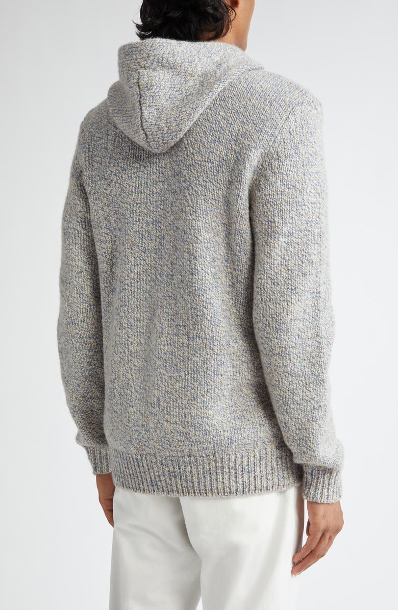 Eleventy Donegal Tweed Full Zip Hooded Sweater, Alternate, color, Sky Blue