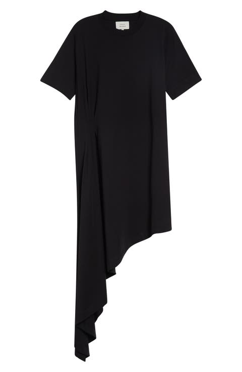 Igari Asymmetric Pleated Cotton Knit Dress