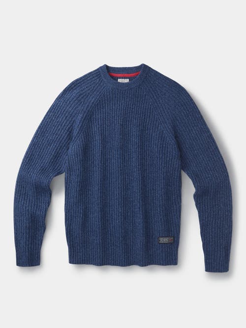 Aubin Ray Fisherman Rib Crew Neck Sweater In Blue