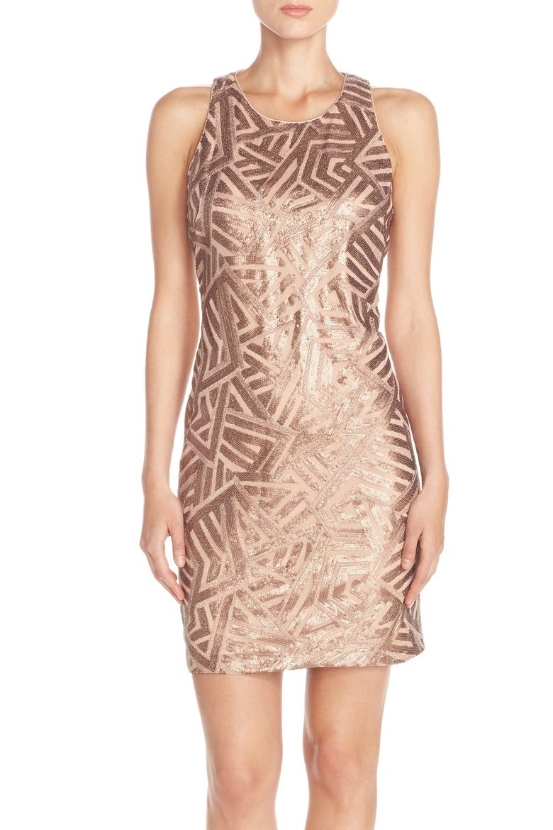 Sequin Sheath Dress, Main, color, BRONZE