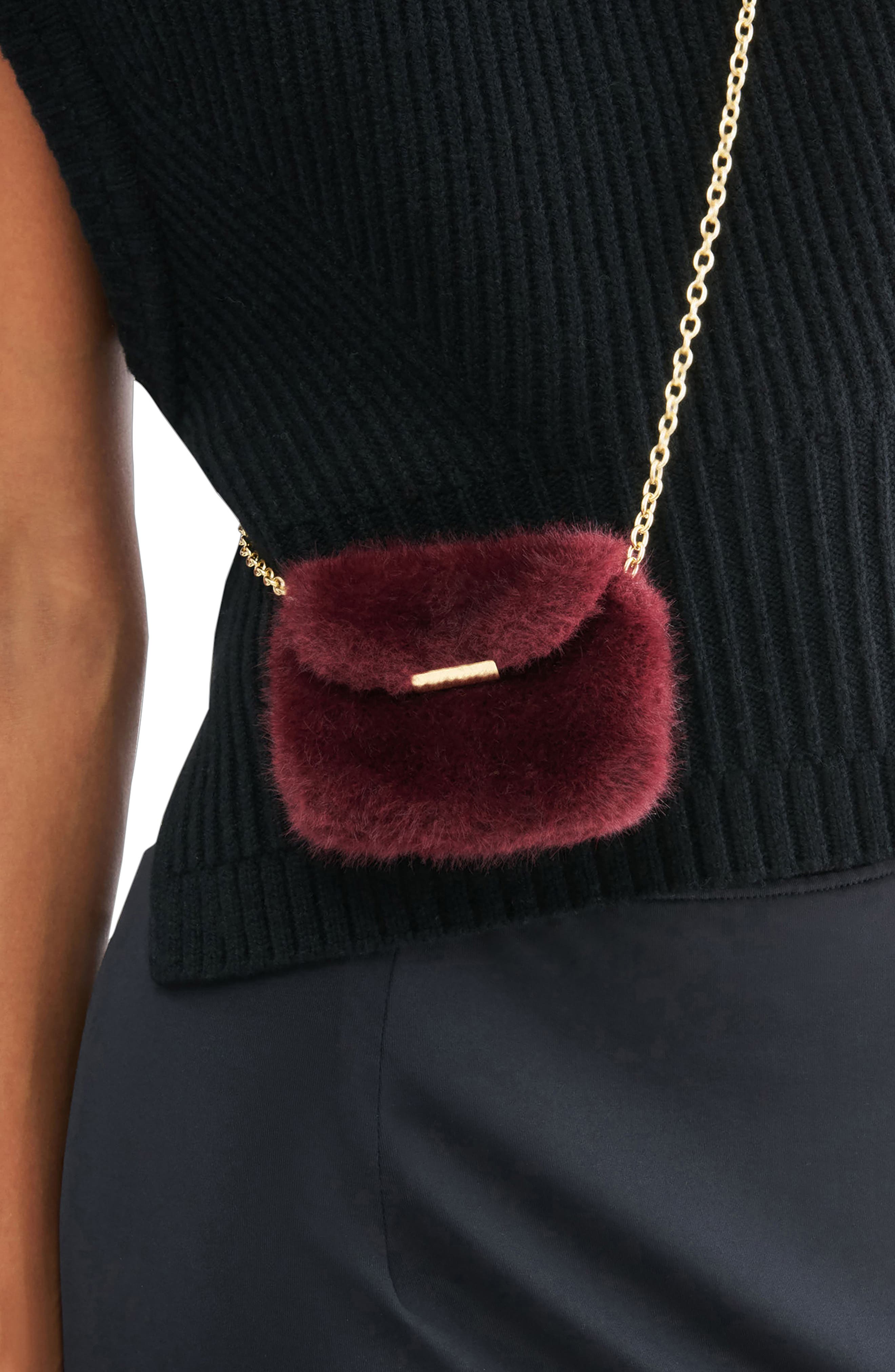 Brindi Faux Fur Crossbody Bag, Alternate, color, BURGUNDY