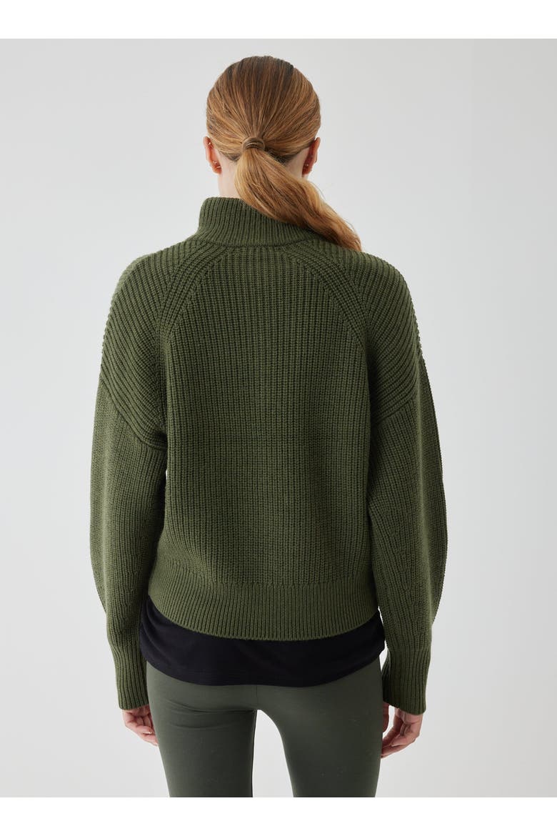 Merino Rib Half Zip Mock Neck, Alternate, color, KAKI